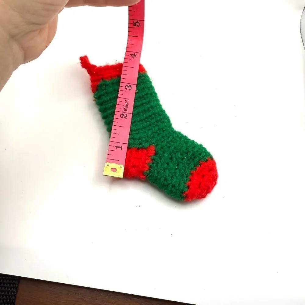 Vintage  Crochet Christmas Stockings Mini Ornament